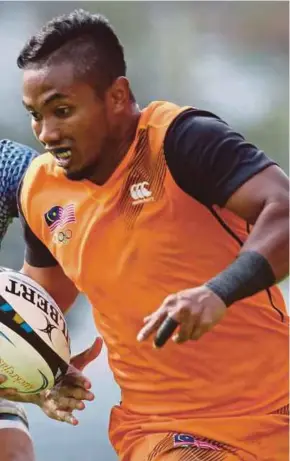  ??  ?? Ameer Nasrun Zulkefli was among six Sea Games players in Malaysia’s team who finished sixth out of eight teams in the Asia Sevens Series in Incheon, South Korea yesterday.