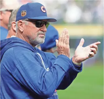  ?? RICK SCUTERI, USA TODAY SPORTS ?? Manager Joe Maddon ended the Cubs’ 108-year drought and would love to add another title.