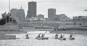  ?? THE OKLAHOMAN FILE ?? A pedestrian bridge and trail extensions will link the First Americans Museum and OKANA resort with RIVERSPORT Park, including the white water rapids shown in this 2017 photo.