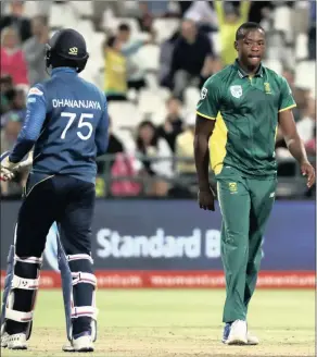  ?? Isithombe: BACKPAGEPI­X ?? UKAGISO Rabadba udlale kahle bebhekene neSri Lanka emdlalweni owinwe amaProteas izolo