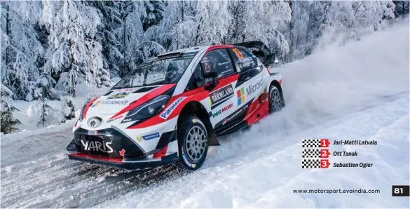  ??  ?? Below: The first win for the new Toyota Yaris in its second rally.
Right: Latvala becomes new championsh­ip leader