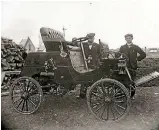  ??  ?? Alexander Walker Reid in his workshop, and with his first steam car.