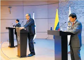  ?? CORTESíA ?? El fiscal Francisco Barbosa, el procurador Fernando Carrillo y el contralor Carlos Córdoba, durante la rueda de prensa para anunciar las decisiones.