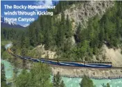  ??  ?? The Rocky Mountainee­r winds through Kicking Horse Canyon