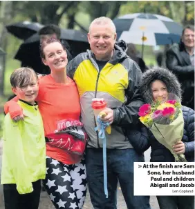  ?? Len Copland ?? At the finish are Sam Sone, her husband Paul and children Abigail and Jacob