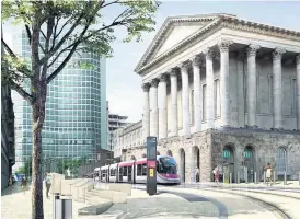  ??  ?? > The Midland Metro line is being constructe­d through Victoria Square