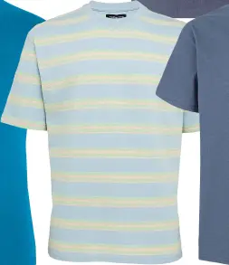  ??  ?? Popcorn stripe tee pale blue, £14, Debenhams