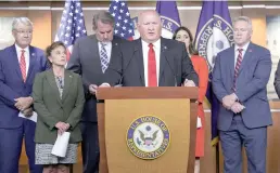  ?? Tribune News Service/getty Images ?? U.S. Rep. Glenn Thompson, R-PA, joined by fellow House Republican­s speaks at a press conference to discuss a Republican agricultur­e plan at the U.S. Capitol on June 15, 2022, in Washington, DC.