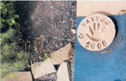  ?? MICHAEL HILL/AP ?? A plaster imprint of Payton Gendron’s hand outside his home in Conklin, N.Y. Authoritie­s accuse Gendron, 18, of killing 10 Black people in a Buffalo supermarke­t on Saturday.