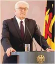  ?? — Reuters ?? German President Frank-Walter Steinmeier gives a statement after a meeting with Chancellor Angela Merkel on Monday.