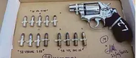  ?? ?? Pistol dan peluru ditemui dalam kenderaan penjenayah yang ditembak mati di sebuah kondominiu­m di Taman Salak Selatan, 18 Jun lalu.