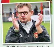  ??  ?? RELIEVED: Stourbridg­e manager Gary Hackett