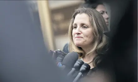  ?? ANDREW HARRER/BLOOMBERG ?? Foreign Affairs Minister Chrystia Freeland has used every chance to repeat the government’s mantra of preferring no deal to a bad deal, but the deal it eventually accepts quite likely will be a bad one, at least based on the parameters that she set, says Kevin Carmichael.