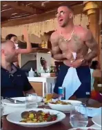  ??  ?? sing-a-long: Kyle Walker treats fellow diners to Sweet Caroline on Mykonos