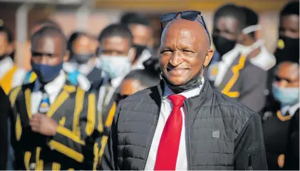  ?? ?? Mncedi Mtengwana, the principal of Solomon Mahlangu High, successful­ly implemente­d the “one school: one social worker, one nurse and one police officer” programme at his school, providing substantiv­e social support to learners and their families. Photo: Steve Lawrence