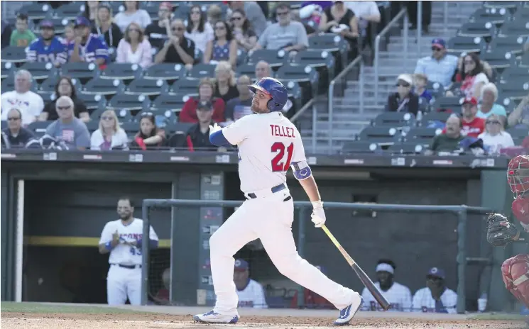  ??  ?? Toronto Blue Jays prospect Rowdy Tellez says he has struggled at the triple-A level this season, due in part to his mother’s fight with Stage 4 melanoma.