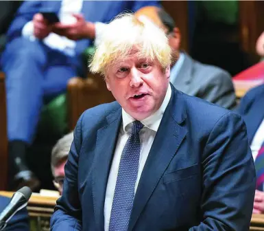  ?? EFE ?? Boris Johnson, primer ministro de Reino Unido, en su última comparecen­cia, el día 18