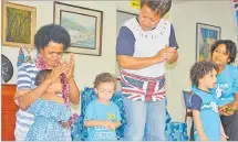  ?? Picture: ATASA MOCEITUBA ?? UNICEF children’s play group and their nannies perform an item at the Pearce Home yesterday.