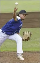  ?? ?? Maui High reliever Akoni Fujihara-Olsten releases a sixth-inning pitch Friday.