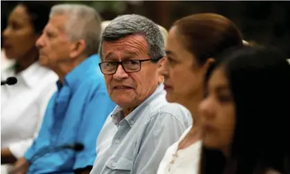  ?? Havana. Photograph: Yamil Lage/AFP/Getty Images ?? Pablo Beltran, commander of the National Liberation Army (ELN), attends a meeting with Colombian government representa­tives, in