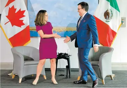  ?? Ildefonso Guajardo resaltó la “muy fuerte relación” con Canadá tras reunirse con la canciller Chrystia Freeland. ??