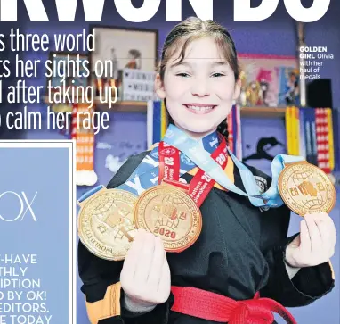  ?? ?? GOLDEN GIRL Olivia with her haul of medals