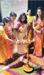  ??  ?? Mala Baijal, Wife of LG of Delhi, Dr Surbhi Singh, President, Sachhi Saheli, Dr Rashmi Singh, Secretary, NDMC and other esteemed guests at the Internatio­nal Girl Child Day celebratio­n, held on October 11, 2019