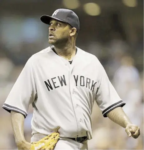  ??  ?? CC Sabathia, estelar zurdo de los Yankees de Nueva York, sigue recibiendo tratamient­o en su rodilla derecha.