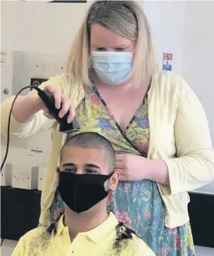  ??  ?? Ryan Osman, of Great Harwood Morrisons, braved the shave to raise money for CLIC Sargent