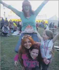  ?? ?? HAPPIER TIMES Porsche McGregor-Sims (middle) with mum Fiona Hawke (top), and sisters Tempest (bottom) and Pippin (right) at Camp Bestival