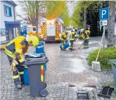  ?? FOTO: FEUERWEHR WASSERBURG ?? Die Feuerwehr muss das Öl aufnehmen.