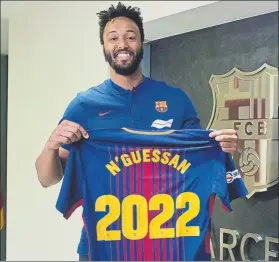  ?? FOTO: FCB ?? Tim N’Guessan tenía contrato con el Barça hasta 2019, ahora ampliado tres años más