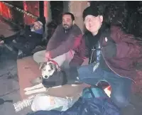  ??  ?? Daniel Simpson (front) slept rough for one night in October - he is pictured with two other members of Cheshire Streetwise. He now plans to spend seven nights on the streets.