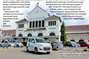  ??  ?? TEST DRIVE: Agam Yudhamanuv­ri menjajal kemampuan Karimun WagonR AGS dengan melintasi tol Cipali (CikopoPali­manan) hingga Cirebon.