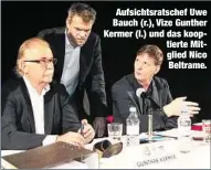  ??  ?? Aufsichtsr­atschef Uwe Bauch (r.), Vize Gunther Kermer (l.) und das kooptierte Mitglied Nico Beltrame.