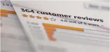  ?? Jenny Kane/Associated Press ?? Online customer reviews for a product are displayed on a screen. Some of the most used platforms for travel and online shopping said Tuesday they’re going to team up to battle fake reviews.