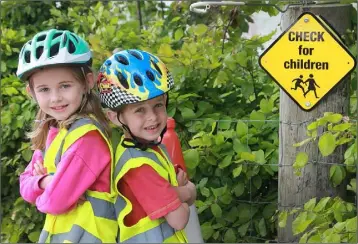  ??  ?? Lucia Graham and her brother, George, reminding people that children are vulnerable on farms.