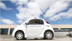  ?? — AP ?? MOUNTAIN VIEW: In this May 13, 2015, file photo, Google’s new self-driving prototype car is presented during a demonstrat­ion at the Google campus in Mountain View, Calif. Federal transporta­tion officials say they are updating their position on...