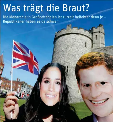  ?? Foto: dpa/AP/Kirsty Wiggleswor­th ?? Fans des Hochzeitpa­ares vor Schloß Windsor