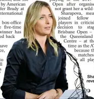  ??  ?? BLACK MARK: Sharapova reveals her failed test