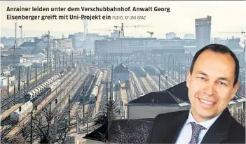  ?? FUCHS, KF UNI GRAZ ?? Anrainer leiden unter dem Verschubba­hnhof. Anwalt Georg Eisenberge­r greift mit Uni-Projekt ein