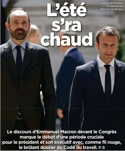  ??  ?? Edouard Philippe et Emmanuel Macron, le 23 mai.