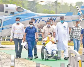  ?? ANI/PTI ?? Union home minister Amit Shah at a rally ahead of the fourth phase of assembly elections, at Singur on Wednesday; West Bengal CM Mamata Banerjee at a rally at Baneswar.