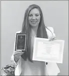  ?? Contribute­d ?? GNTC Gordon student Misty Hawk poses with her awards after the PBL competitio­n.