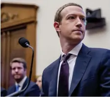  ?? Ap file ?? INSTA KARMA? Facebook CEO Mark Zuckerberg arrives for a House Financial Services Committee hearing on Capitol Hill in Washington in 2019.