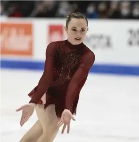  ?? (AP)* ?? FREE SKATE.
Mariah Bell competes in the women's free skate program during the U.S. Figure Skating Championsh­ips Friday, Jan. 7, 2022, in Nashville, Tenn.