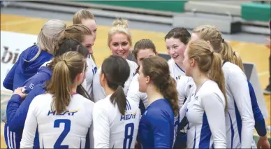  ?? Contribute­d photo ?? The UBC Okanagan Heat women’s volleyball team finished fourth on the weekend at the Canada West Final Four, missing a chance to compete at nationals.