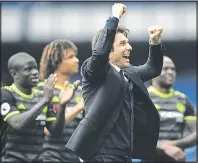  ??  ?? PUMPED: Conte celebrates with players and fans