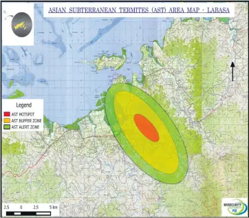  ??  ?? Hot spots where the Asian Subterrane­an Termites may dwell in the Labasa area.