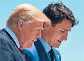  ?? SAUL LOEB AGENCE FRANCE-PRESSE ?? Donald Trump et Justin Trudeau lors du sommet du G7 à La Malbaie, en juin dernier